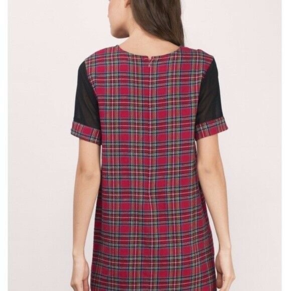 TOBI PLAID MESH MINI DRESS SIZE S - Picture 2 of 8
